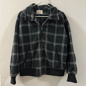 NWOT Black Plaid Bomber Jacket • LARGE